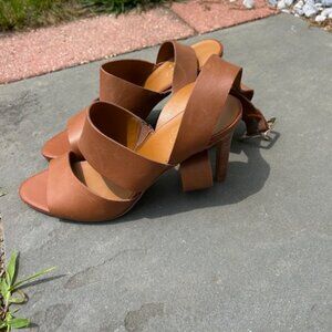 Franco Sarto Brown Heeled Sandals Wrap Around SZ 9